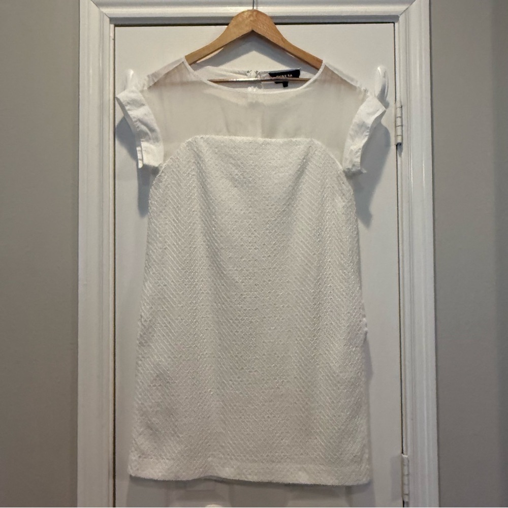 Paule Ka Sheath Dress Womens Sz 42 (US 10) White Eyelet Cotton Capsule Designer
